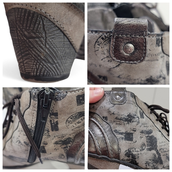 Remonte Servia Script Print Ankle Boots Gray Steampunk Womens Size 6 - Picture 13 of 17